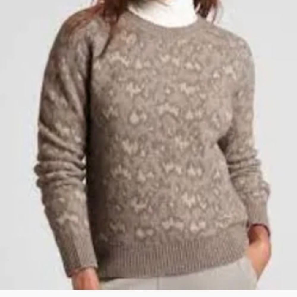 Athleta Hawthorne Textured Crew Sweater Merino Wool Gray Size Small
